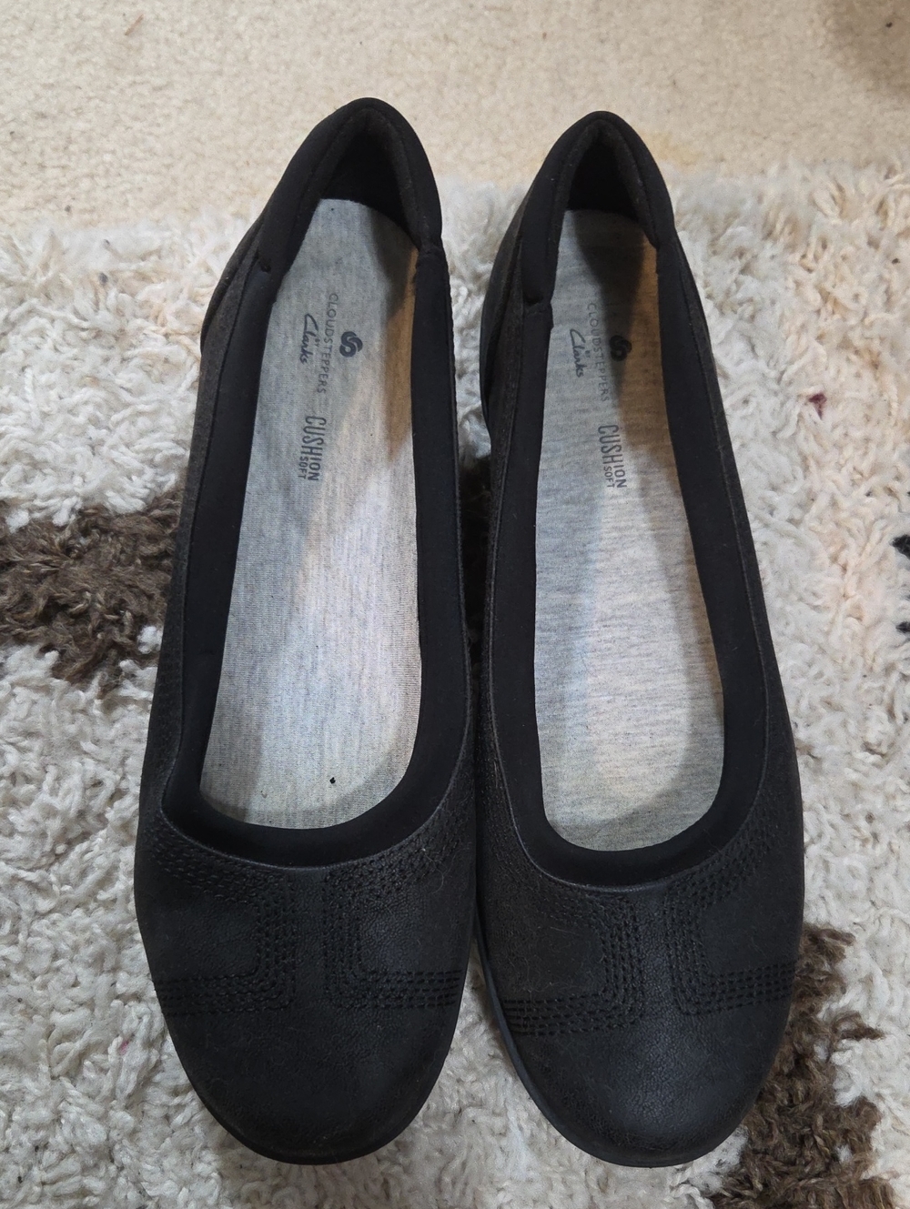 Black CLARKS CLOUDSTEPPERS Slip-On Flats
